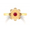 22K Gold modern redish zircon stone flower ring